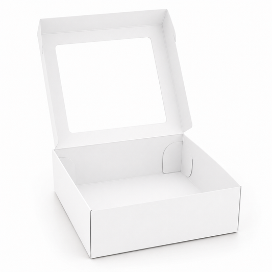 10×10×4 White Kraft Cake Box with Clear Window | The Box Agent