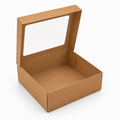 8×8×4 Inch Cake Box with Clear Window – White & Brown Kraft Options