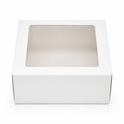 8×8×4 Inch Cake Box with Clear Window – White & Brown Kraft Options
