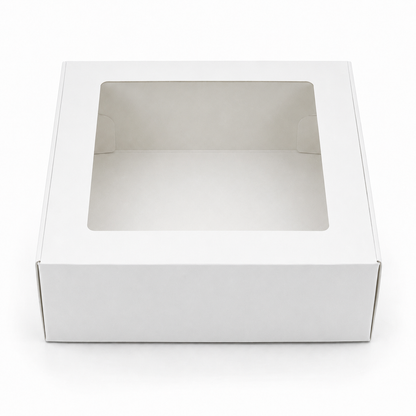 8×8×4 Inch Cake Box with Clear Window – White & Brown Kraft Options