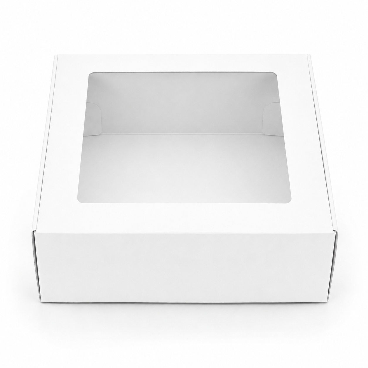 10×10×4 White Kraft Cake Box with Clear Window | The Box Agent