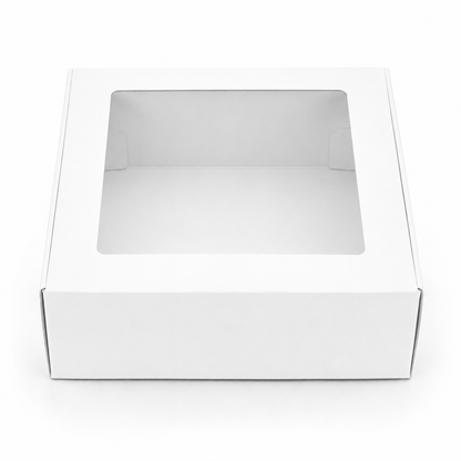 10×10×4 White Kraft Cake Box with Clear Window | The Box Agent