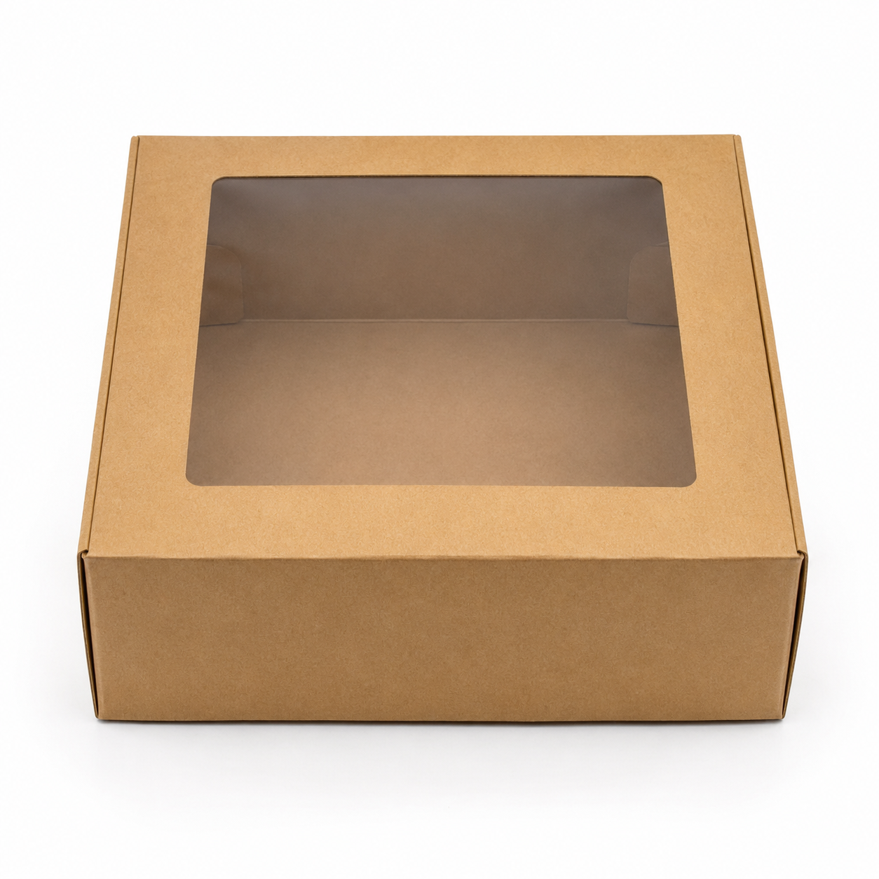 10×10×4 Brown Kraft Cake Box with Clear Window | The Box Agent