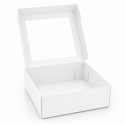 10×10×4 White Kraft Cake Box with Clear Window | The Box Agent