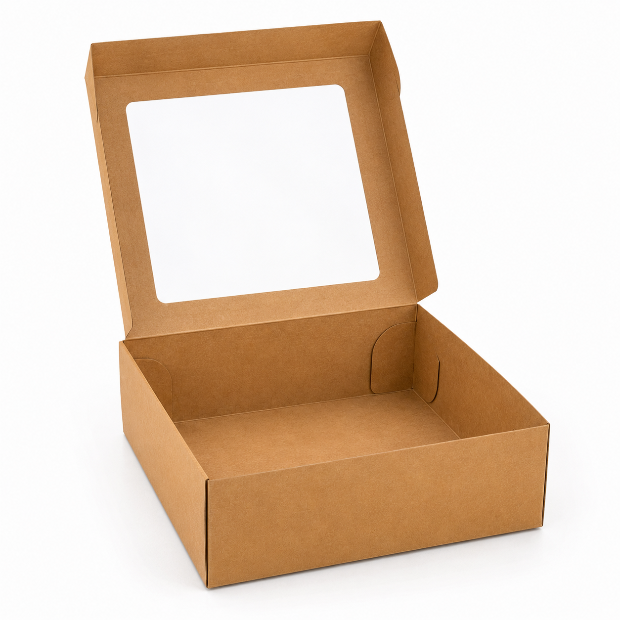 10×10×4 Brown Kraft Cake Box with Clear Window | The Box Agent